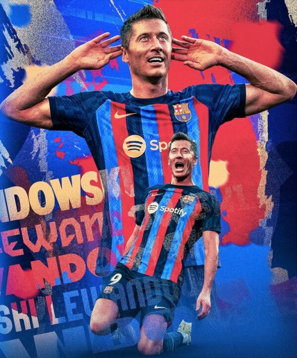 LEWANDOWSKI - FC BARCELONA - Unikatowy Poster Exclusive ART PREMIUM