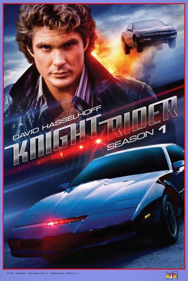NIEUSTRASZONY (1982) KNIGHT RIDER - David Hasselhoff - UNIKAT !!! 40x60cm