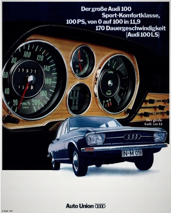 AUDI 100 LS (1969) Reklama Poster PREMIUM -Vintage