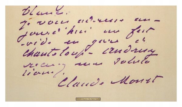 CLAUDE MONET (1898) Exclusive Vintage AUTOGRAF - obrazek 3