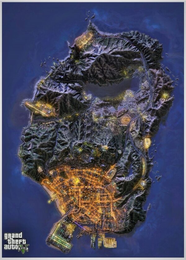 GTA V - MAPA Exclusive Art PREMIUM 50x70cm