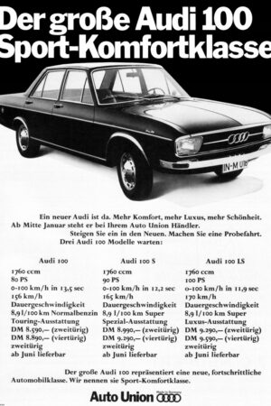 AUDI 100 (1969) Reklama Poster Exclusive PREMIUM - UNIKAT VINTAGE 50x70 cm