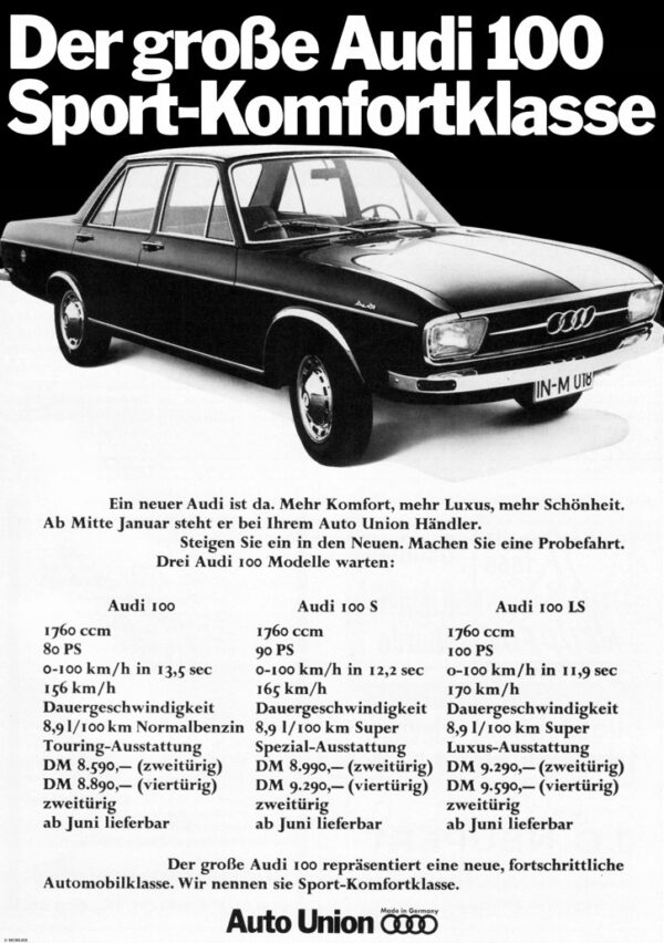 AUDI 100 (1969) Reklama Poster Exclusive PREMIUM - UNIKAT VINTAGE 50x70 cm